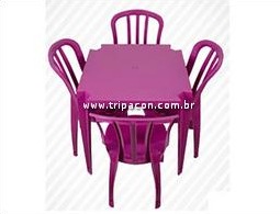 mesa e cadeira plastica bistro rosa